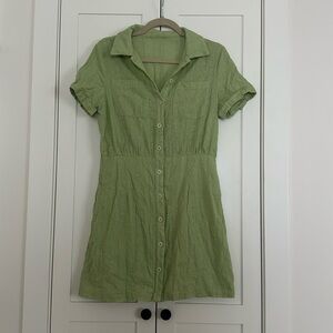 Short cotton eyelet button up summer dress.